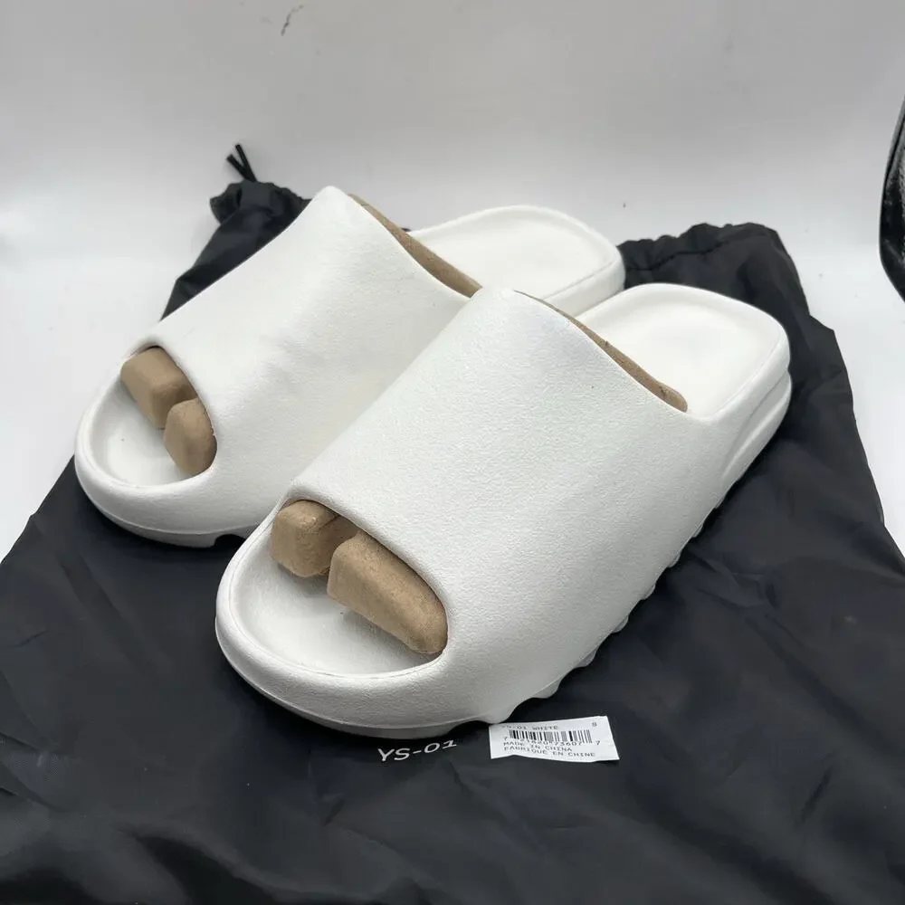 Mens White Yeezy YS-01 Slides Kanye West Sz 8 Slide NEW WITH DEFECT SEE PHOTOS